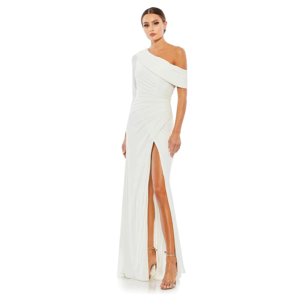 Mac Duggal Ruched Jersey Drop Shoulder Foldover Gown -โ NWT